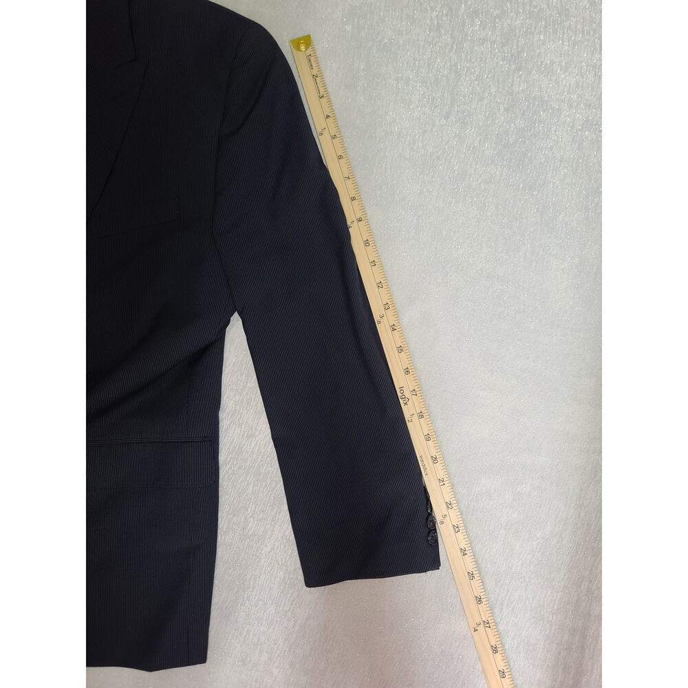 Sean John Navy blue pinstripe suit 48R Classic Boxy board room wedding guest - Picture 4 of 8